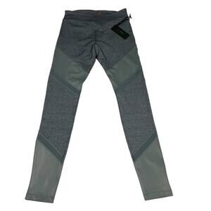 L'URV Leggings Two-Tone Grey Silver Mixed Knit Pull On Active Pants NEW Womens M
